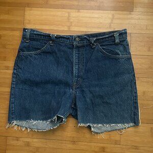 Vintage Levi Dark Wash Orange Tab Cut Off Shorts Size 36